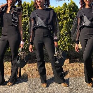Romeo & Juliet Couture Black Jumpsuit Wide-Leg Design